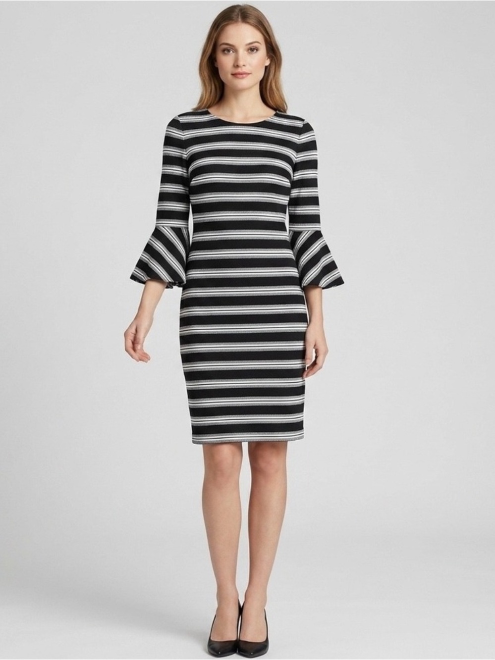 Calvin Klein Sheath Knit Bell Sleeve Dress Size 6